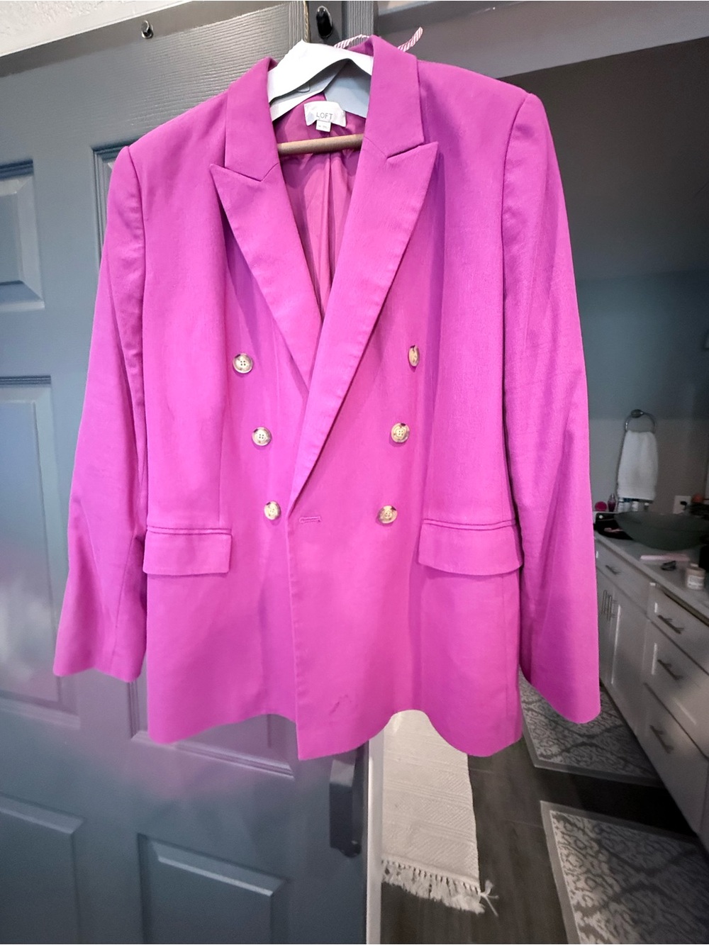 LOFT Fuchsia Double-Breasted Suit Set